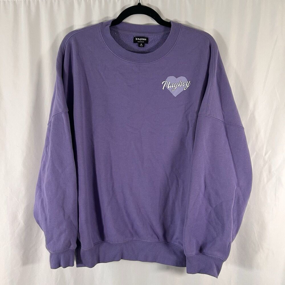 Playboy Pacsun Sweater Women's Medium Purple Oversize Crew Neck Pullover Fleece